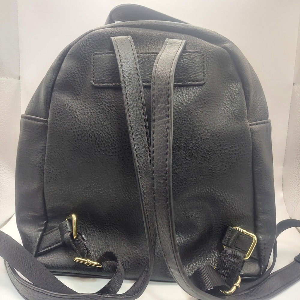Steve Madden Black Mini Backpack Purse Studded Faux Leather Fashion Bag - Picture 2 of 7